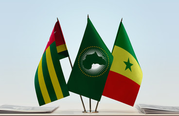 Flags of Togo African Union and Senegal