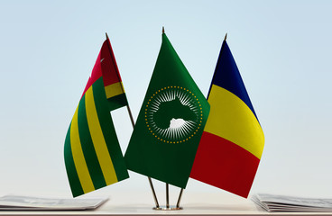 Flags of Togo African Union and Chad