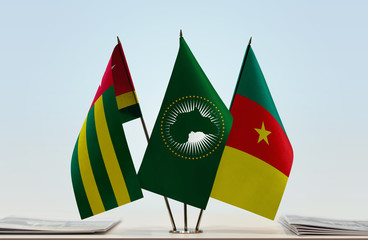 Flags of Togo African Union and Cameroon