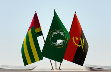 Flags of Togo African Union and Angola