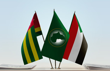 Flags of Togo African Union and Sudan