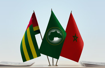 Flags of Togo African Union and Morocco