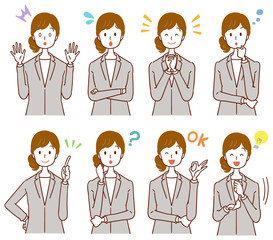 Business woman has various facial expressions