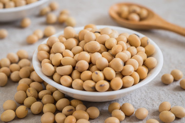 Soy beans in white bowl