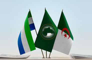 Flags of Sierra Leone African Union and Algeria