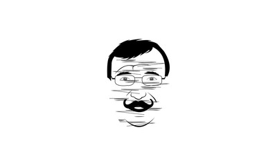 Head Man Mustache Illustration Vector Logo, Man face vector. Male portrait design template