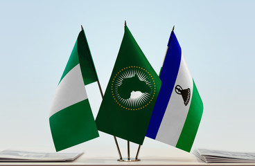 Flags of Nigeria African Union and Lesotho