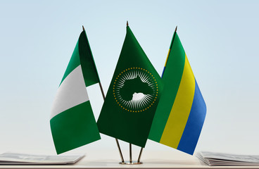 Flags of Nigeria African Union and Gabon