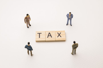 businessman figures meeting on tax conceptual