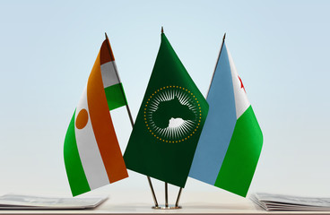 Flags of Niger African Union and Djibouti