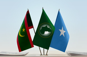  Flags of Mauritania African Union and Somalia
