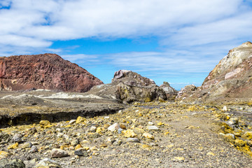Fototapeta premium Active Volcano at White Island New Zealand. Volcanic Sulfur Crater Lake