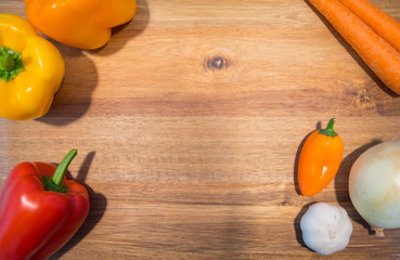 Fresh Vegetables on Wood Cutting Board