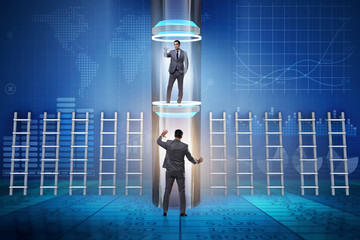Businessmen in accelerated and fast promotion concept
