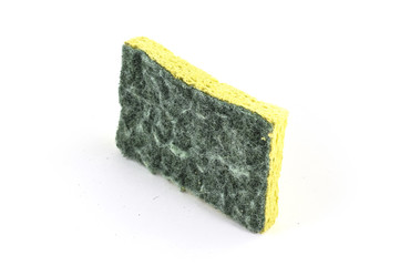 Yellow and green dry hard sponge