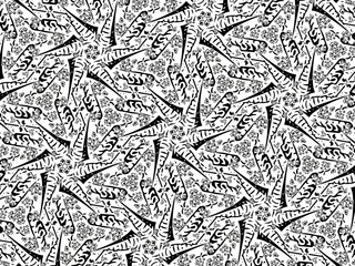 Ornament with elements of black and white colors.
