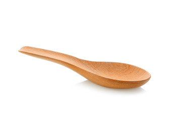 Wooden spoon on white background