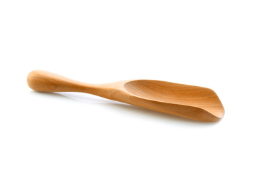wood scoop on white background