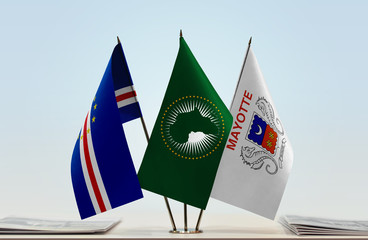 Flags of Cape Verde African Union and Mayotte