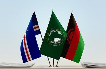 Flags of Cape Verde African Union and Malawi