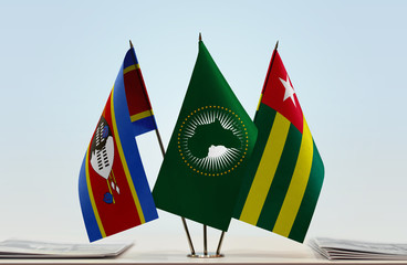 Flags of Swaziland African Union and Togo