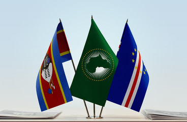 Flags of Swaziland African Union and Cape Verde