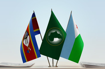 Flags of Swaziland African Union and Djibouti