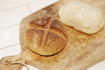 bread on wooden table