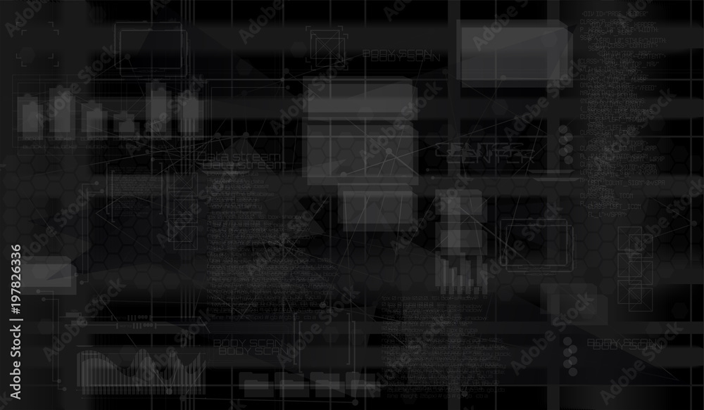 Aufkleber Glitch Effect. Floating Numbers and data HUD Background. Matrix particles grid virtual reality. Smart build. Grid core. Hardware quantum form.Abstract tech background. Test Screen Glitch Texture. 