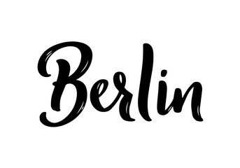 Berlin hand-lettering calligraphy. Hand drawn brush calligraphy. City lettering design. Vector illustration.