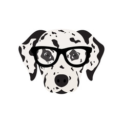 Dalmatian dog in glasses. Cute dog vector illustration.