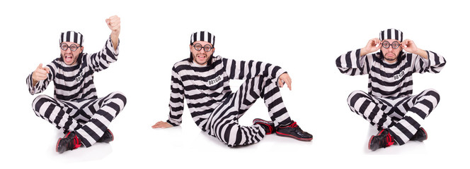 Prison inmate isolated on the white background