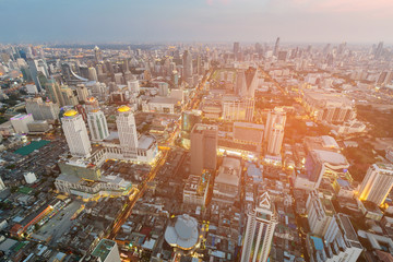 City business downtown aerial view, Bangkok Thailand