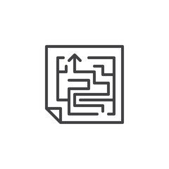 Maze scheme outline icon. linear style sign for mobile concept and web design. Labyrinth shape simple line vector icon. Symbol, logo illustration. Pixel perfect vector graphics