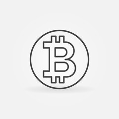 Bitcoin coin abstract vector icon in thin line style