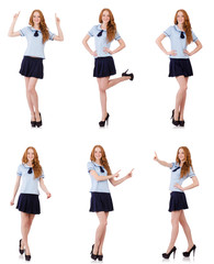 Obraz premium Young naughty student female isolated on white