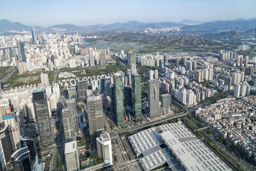 Fototapeta na wymiar A bird's eye view of the urban architectural landscape in Shenzhen