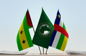 Flags of Sao Tome and Principe African Union and Central African Republic