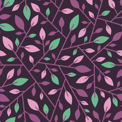 Seamless geometric pattern of twigs with leaves