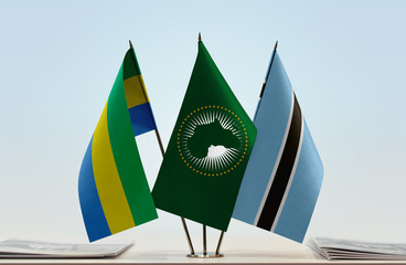 Flags of Gabon African Union and Botswana