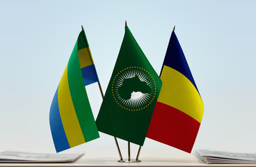 Flags of Gabon African Union and Chad
