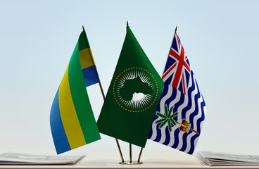 Flags of Gabon African Union and British Indian Ocean Territory