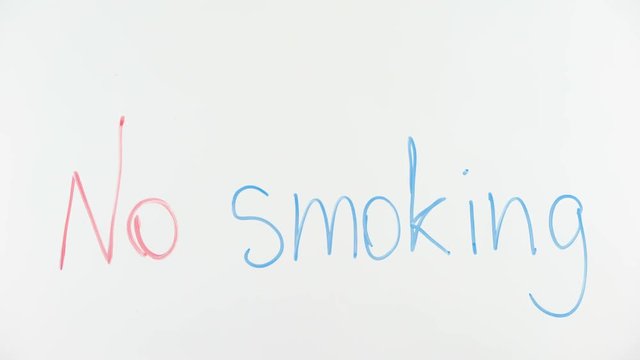No smoking phrase written on glass, prohibition on smoking in public places