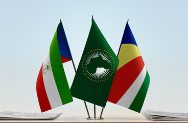 Flags of Equatorial Guinea African Union and Seychelles