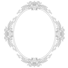 Vintage oval graphical frame in antique style. Vector.
