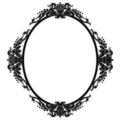 Vintage oval graphical frame in antique style. Vector.