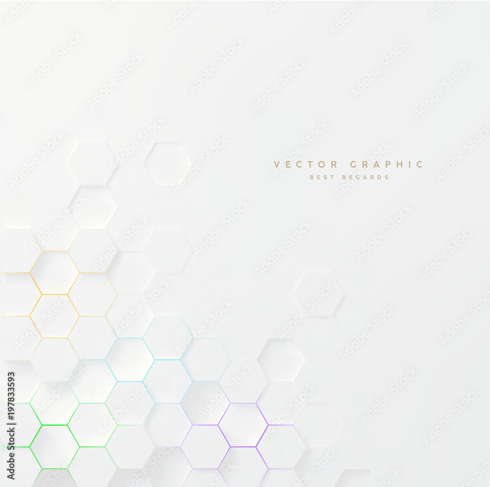 Wall mural white abstract texture. vector 3d geometric background. hexagonal backdrop.
