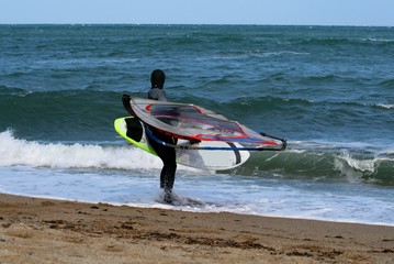 Windsurfing on the Mediterranean sea