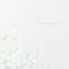 White abstract texture. Vector 3d geometric background. Hexagonal backdrop.