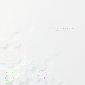 White abstract texture. Vector 3d geometric background. Hexagonal backdrop.